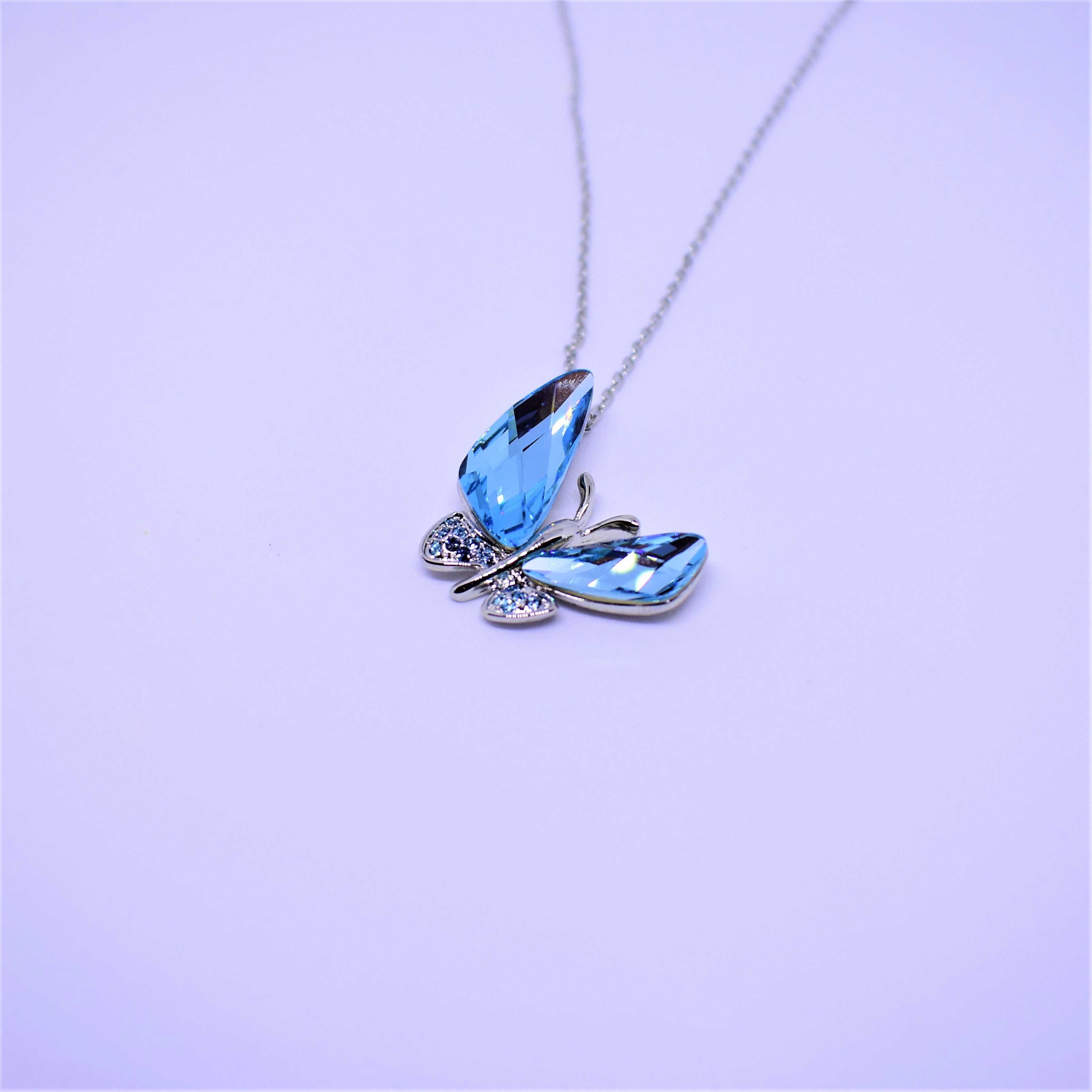 Colorful Butterfly Swarovski Crystal Silver Necklace – Mystic Flavia